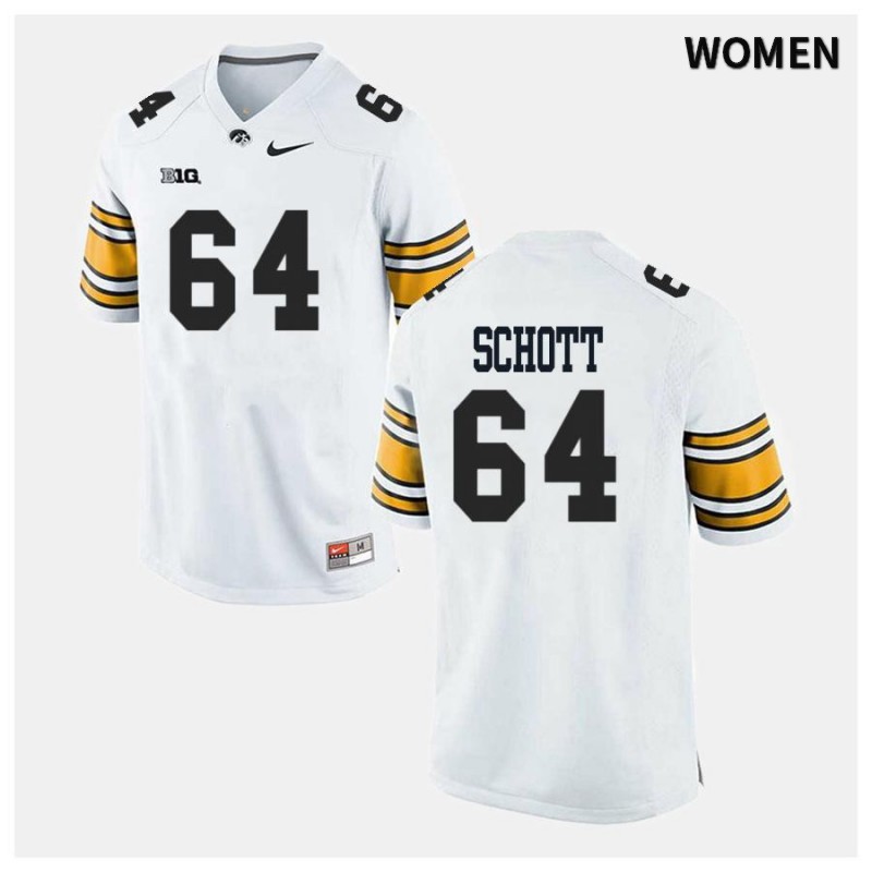 Women's Iowa Hawkeyes NCAA #64 Kyler Schott White Authentic Nike Alumni Stitched College Football Jersey YX34X27SQ